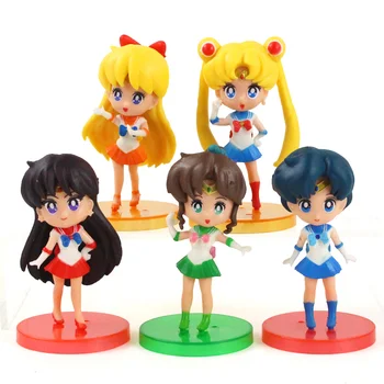 5vnt/Set 8.5-9cm Sailor Moon Duomenys Usagi Tsukino Sailor Anime PVC Modelis Lėlės, Žaislai Kūrybos Kolekcija Dovana Vaikams