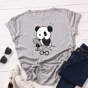 2020 Naujas Mados Moterų marškinėliai Medvilnės Atsitiktinis Panda Spausdinti Viršūnes Tee Vasaros Moterų marškinėliai trumpomis Rankovėmis Plius Dydžio Marškinėlius