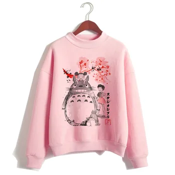 Totoro Dvasia Toli hoodie moterų juokinga Japonų animacinių filmų rožinė Palaidinukė kawaii harajuku gaubtu streetwear moterų drabužiai