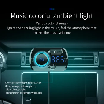 CDEN automobilinį mp3 muzikos grotuvas Bluetooth 5.0 imtuvas vieną du telefono FM siųstuvas dvigubas USB automobilinis įkroviklis QC3.0 spartusis įkrovimas