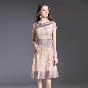 High-end Didelės apimties Elegantiška Linija Suknelė 2020 Ponios, O Kaklas Trumpas rankovėmis Moterų Suknelės, Vasaros Chic Vakare Šalis Suknelė Vestidos