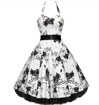 Vestido De Festa Moterų Spausdinti Sūpynės Gėlių Nėrinių Kratinys Polka Dot retro vintage Rockabilly Suknelė Vasaros drabužių