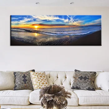 60x180cm-Natūralus Saulėlydžio Galėtų Jūros Paplūdimio Kraštovaizdžio Plakatų ir grafikos Paveikslai Tapyba Sienos Meno Nuotrauką Kambarį Cuadros