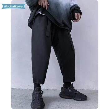 Tamsiai išsiuvinėta raidė vest blauzdos ilgis atsitiktinis kelnės originalus streetwear Vyrų drabužiai hip-hop šortai Sweatpants michalkova