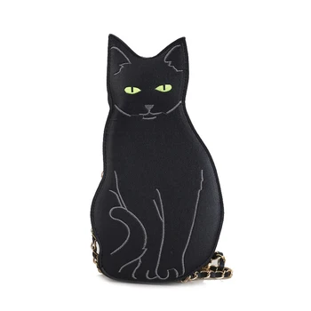 Mielas juoda katė, grandines moterų pečių krepšiai dizaineris krepšys prabanga pu odos crossbdoy maišelį lady harajuku mažos piniginės maišeliu