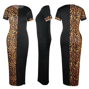 Seksualus Leopardas Spausdinti Kratinys Šalies Klubas Ilga Suknelė Moterims Atsitiktinis Trumpas Rankovės Streetwear Bodycon Suknelės Office Lady Vestidos