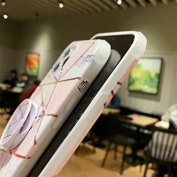 Danga Marmuro Telefonas Su Žiedu Stovėti Atveju iPhone, 12 Mini Pro 11 Max XS MAX X XR 8 7 6Plus SE 2020 Turėtojas Sujungimas Galinį Dangtelį