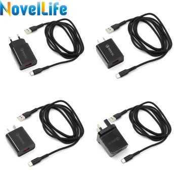 QC3.0 Greito Įkroviklio Maitinimo Adapteris USB C Tipo Minkšto Silikono Gumos Cable Kit ES, JAV, UK Plug MDP-XP TS80 TS80P lituoklio
