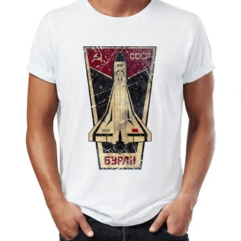 Vyriški Marškinėliai CCCP Rusija, Sovietų Sąjunga, TSRS Era Kosmoso Interkosmos Boctok Raketų Buran Kosmoso ShuttleTee