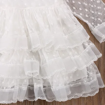 Mielas Pyplys Kūdikiui Baby Girl Princesė Dress Vaikai Gėlių Dot Vasaros Vestuvių Balto Tiulio Suknelės Nėriniai Tutu Suknelė Drabužių