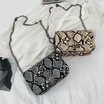 Gyvatė Spausdinti Moterų Pečių Maišą prabanga rankinės moterims, krepšiai dizaineris Prabanga Wild Girls Mažas Kvadratas Krepšys bolsa feminina