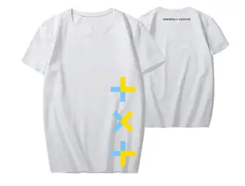 Kpop txt logotipas spausdinti, o kaklas trumpas rankovės marškinėliai vasaros mados unisex prarasti k-pop t-shirt 5 spalvų viršų tees