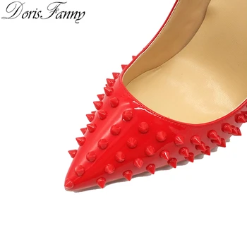 Doris Fanny Raudona Moteris aukštakulnius siurbliai 12cm dygliuotos aukštakulnius batus dydis 43 Ponios šalis suknelė bateliai