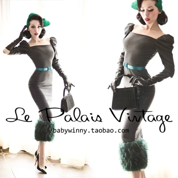 NEMOKAMAS PRISTATYMAS Le palais derliaus limited edition elegantiškas smaragdas kratinys vilnonių stora suknelė/Moterų Apranga