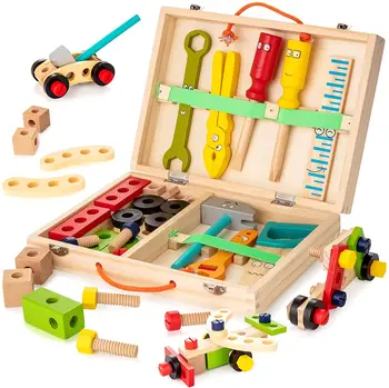 Vaikai Medinis Rinkinys Apsimesti Žaisti Švietimo Montessori Žaislai Riešutų Išardymas Varžtas Asamblėjos Modeliavimas Remonto Staliaus Įrankis