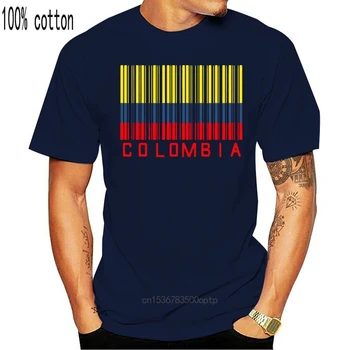 Print T Shirt Mens Trumpas Rankovės Karšto Kolumbijos Vėliava Brūkšninis Kodas - Juokinga Kolumbijos Vėliava T-Shirt Marškinėliai