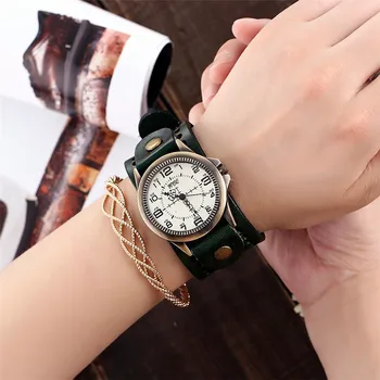 CCQ Prekės ženklo Mados Derliaus Karvės Odos Kvarco Žiūrėti Moterų Bronzos Atveju Laikrodžius Atsitiktinis Suknelė Laikrodžiai Relogio Feminino
