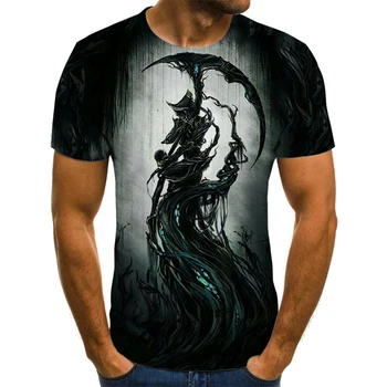 Punk vyriški marškinėliai vyriški Grim Reaper 3DT-Marškinėliai Kaukolės Modelis T-Shirts Vasaros Populiarus Mados O-Kaklo Viršų Didelio Dydžio Streetwear