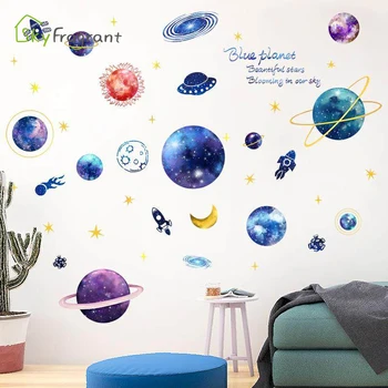 3D trimatis sienų lipduko vaikų kambario dekoracija miegamojo lovos dekoratyviniai lipdukai blue planet lipnios namų dekoro
