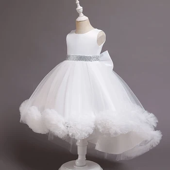Vaikų suknelė ledinė Princesė Šalis Gimtadienio Žakardo Suknelė NAUJŲ MERGAIČIŲ baigimo ceremonija žiedlapis tortas tinklelio suknelė