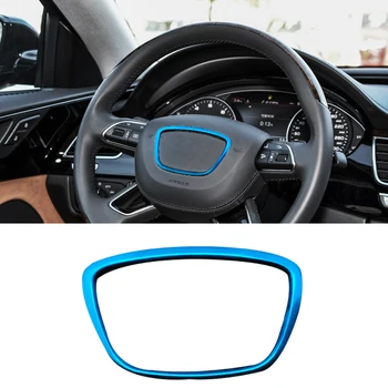 Mėlyna 3D Stiprintuvas Padengti Vairas Žiedas Lipdukas, Skirtas Audi A6L A4L A3 A8 Q3 Q5 Q7 Automobilių Interjero Lipdukas, Auto Tiuningas, Aksesuarai