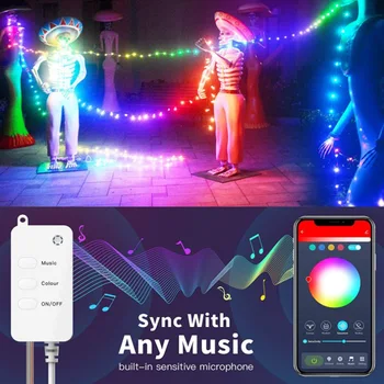 FrankEver Kalėdų Šviesos LED USB String BluetoothTune Spalva Keičiasi šviesos srautą galima reguliuoti Nuotolinio Valdymo Muzikos Sinchronizavimo Alexa, Google 