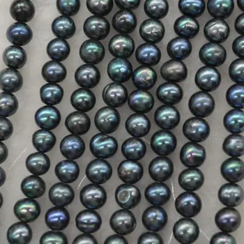 Didmeninė 7mm netoli turas bulvių povas juodos spalvos gėlavandenių perlų vėriniai