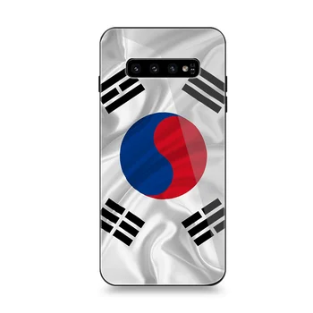 Telefono Dėklas Stiklo Samsung A40 A50 A10 A20 A30 A60 A70 S10 S7 Krašto S8 S9 Plus Pastaba 8 9 Padengti Korėja Nacionalines Vėliavas