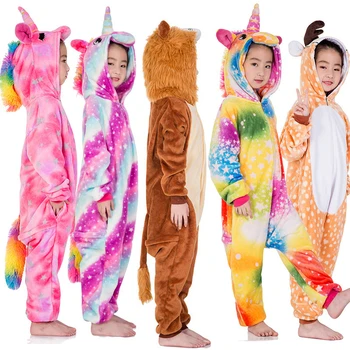 Vaikai Kigurumi Pižama Vaikams Kalėdų Vakarėlį Cosplay Kostiumų Triušiai Panda Onesies Merginos Vienaragis Sleepwear 4 6 8 10 12 metų