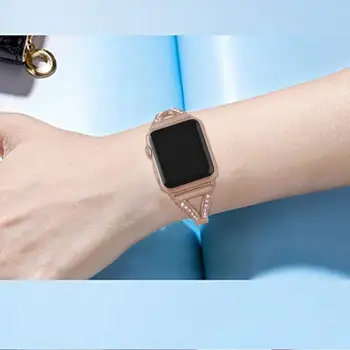 Moterų Diamond diržu, Apple Watch Series 5 44mm 42mm Pakeitimo Watchbans 4 2 1 metalo diržu, Apple Watch 6 Dirželis 38mm 40mm