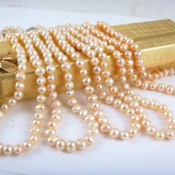 Naujas mados žavinga didmeninė kaina 5vnt 7-8mm rožinė Akoya perlų karoliai apvalūs karoliukai moterų 