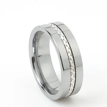 Unikalus brangi medžiaga apdaila volframo Žiedai vyrams Aljanso Jubiliejų dovana 8mm vestuvių juostoje piršto žiedą, vyras niekada išnyks