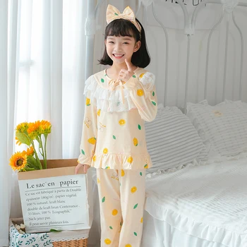 Merginos Medvilnės Pižama 2020 M. Rudens Žiemos ilgomis Rankovėmis Mergaitėms Medžiaga Mergina Sleepwear Rinkiniai Namų Mergaičių Pižamos Rinkiniai Vaikams Pižama Komplektas