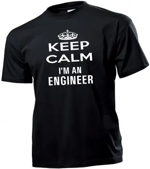 Vientisos Spalvos trumpomis Rankovėmis Marškinėlius (T-Shirt Uomo Laimės nusiraminkite, aš ESU Inžinierius - Jt Ingegnereshort Rankovėmis Mygtuką Iki Marškinėliai