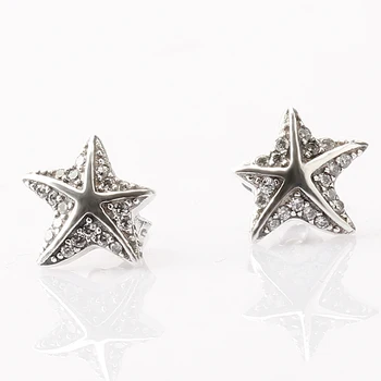 Atogrąžų Žvaigždė Auskarai 925 Sterling Silver Star Stud Auskarai su Aiškiai CZ Paprastos Konstrukcijos Moterų Mados Juvelyrika