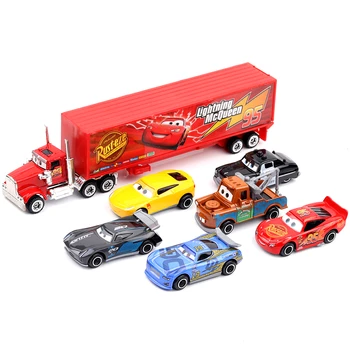7Pcs/set Disney Pixar Cars 3 Mack Dėdė Sunkvežimių Žaislas Automobilis Nustatyti Žaibas McQueen Jackson Audra 1:55 Diecast Automobilio Modelį Žaislas Vaikams Dovanų