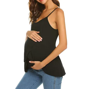Moteriški drabužiai be Rankovių Kietas Vest Slaugos motinystės marškinėliai slaugos Drabužius nėščioms, nėštumo palaidinė ir viršūnių grossesse