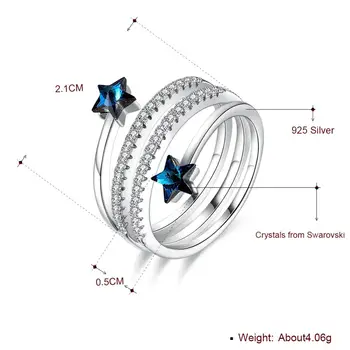 GOMAYA 925 Sterlingas Sidabro Žiedai Moterims Romantiška Pentagram Spiralės Reguliuojamas Mėlyna Kubinis Cirkonis Vestuvių Žiedas Fine Jewelry