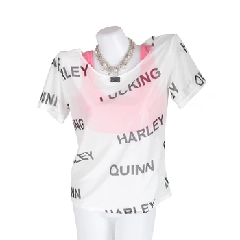 Harley Quinn T-Shirt Plėšriųjų Paukščių Cosplay Moterų Marškinėliai Kostiumas Savižudžių Būrys Seksualus, Baltos Spalvos Marškinėliai Vest Helovinas Šalis Prop