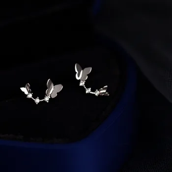Žavesio Moterų White Crystal Akmens Auskarai Klasikinis Sidabro Stud Auskarai Moterims Prabangių Vestuvių Butterfly Vestuvių Auskarai