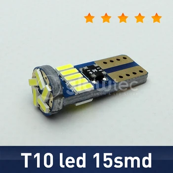 10vnt LED T10 canbus W5W led t10 Canbus led 15smd 3014 LED nonpolarity Šviesos Išorės GLOWTEC