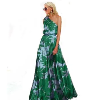 2021 Vasaros spausdinimo suknelė Elegantiška, ilga Suknelė Moterų Mados berankovis suknelė moterims vestidos Seksualus Backless Maxi Boho suknelės