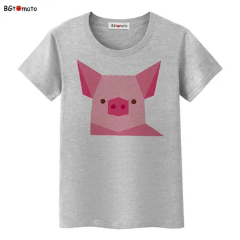 BGtomato puikus Skaitmeninis kiaulių marškinėliai moterims mados rožinė kiaulė mielas marškinėliai, Geros kokybės prekės ženklą, patogus atsitiktinis viršūnės