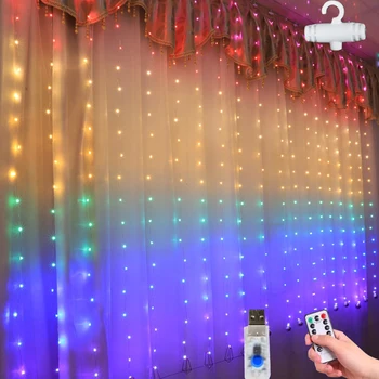 2020 Naujas USB Vaivorykštė Užuolaidų Žibintai LED Varinės Vielos String Pasakų Žibintai Kalėdinė Girlianda Naujųjų Metų Vestuvių Dekoro Atostogų