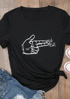 Pew Pew vertus gauja juokinga grafinis t-shirt 90-ųjų moterų mados viršūnes vasaros grunge estetinės unisex meno gatvės tees goth marškinėliai - K410