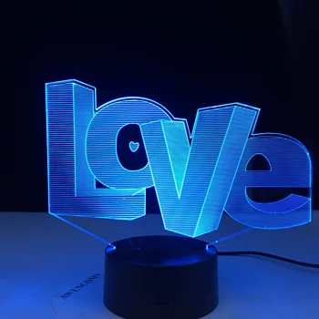 MEILĖ Modeliavimas 3D Naktį Žibintai Kūrybos 7 Spalvų Keitimas Luminaria Stalo Lempa Namų Dekoro Valentino Dovanų Mėgėjams