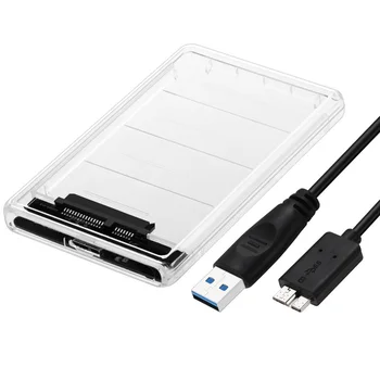 Skaidrus 2.5 colių HDD SSD Atveju Sata į USB 3.0 Adapteris Nemokamai 5 Gb / s Box Kietojo Disko Gaubto Paramos 2TB UASP Protokolas