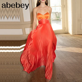 Seksualus V-kaklo Stebėjimo Puoštas Plisuotos Ilga Suknelė Moterims Vasaros Bohemijos Atostogų Maxi Suknelė 2020 m.