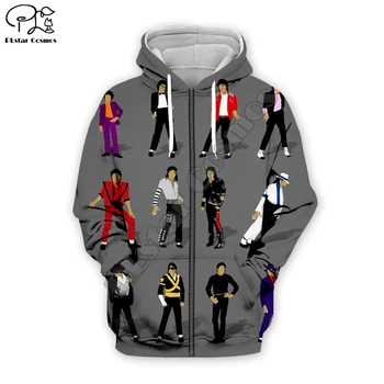 PLstar Kosmosas PopStar Karalius Dainininkas Michael Jackson Hiphop Streetwear Puloveris Unisex 3DPrint Užtrauktuką/Hoodies/Palaidinukė/Striukė s13