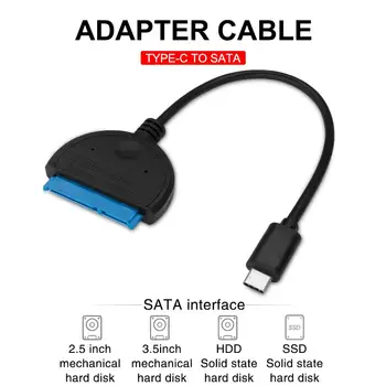 C tipo Su SATA Adapteris Kabelio Išorinio Kietojo Disko Jungtis, Kabelis 2.5 colių, 3.5 colių SATA SSD HDD Sata USB Kabelis